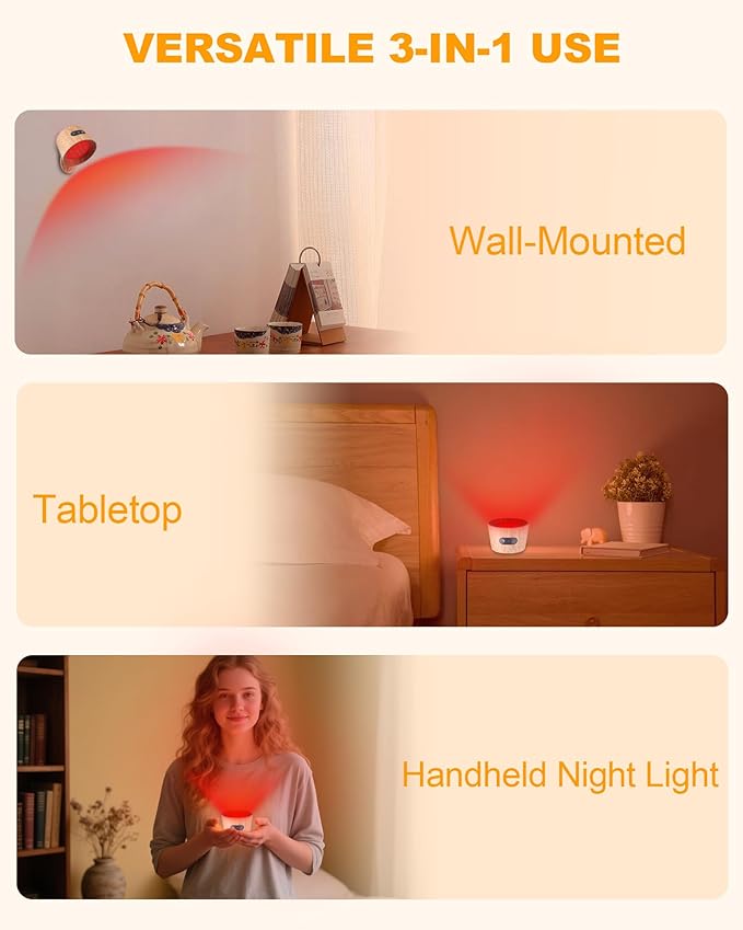 Aoife 2Pack 670nm Red Light Therapy Lamp for Sleep, LED Wall Sconce Lights Lamp with 360°Rotation Lighting Touch and Remote Control, Amber Night Light with 3 Brightness for Bedroom Reading Bedside