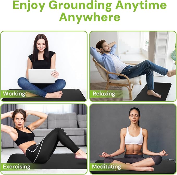 Grounding Mat, Earth Mat Grounding Pad for Desk, Earth Connected Therapy, Indoor Grounded for Balance & Wellness, 15.7" x 23.6 "