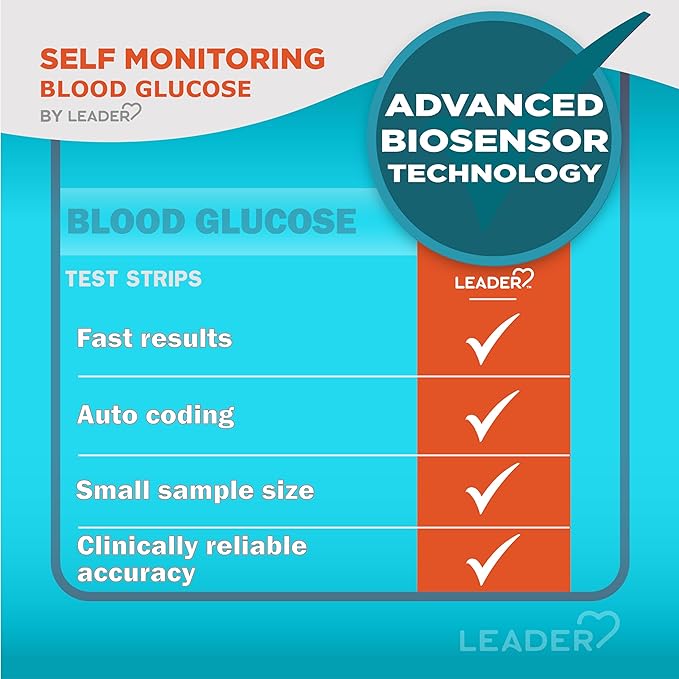 Leader LE1 Blood Glucose Test Strips 25 Test Strips Pack of 1