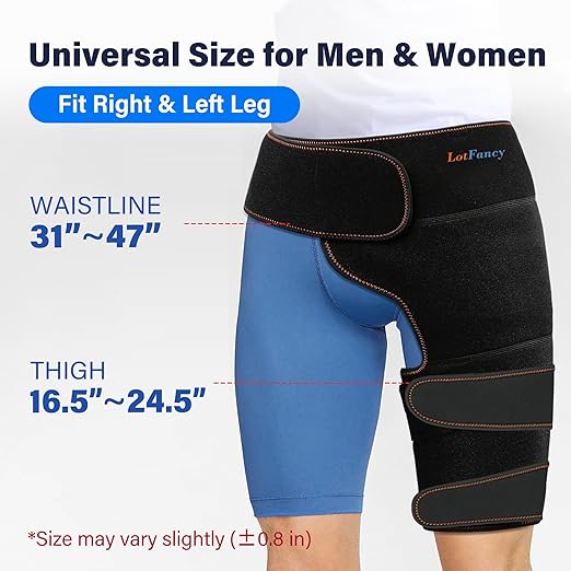 LotFancy Hip Brace with Hot Cold Pack, Hip Ice Pack Wrap for Women and Men, Groin Compression Wrap for Sciatica, Pulled Hamstring, Arthritis, Thigh Injuries, Bursitis Pain Relief
