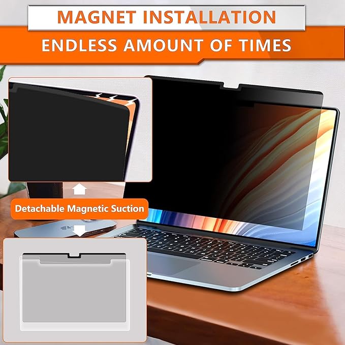 ZOEGAA Privacy Screen for MacBook Air 15 Inch 2023 (M2, A2941), Magnetic Removable Anti Blue Light Filter Compatible With Apple 2023 MacBook Air Laptop with M2 chip: 15.3-inch Liquid Retina Display