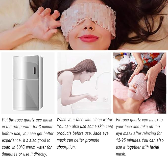 Natural Jade Sleep Mask & Blindfold,Natural Jade Eye Mask,Anti-Aging Hot or Cold Therapy Eye Mask Which is Soothing Cooling Detoxifying (Rose Quartz)