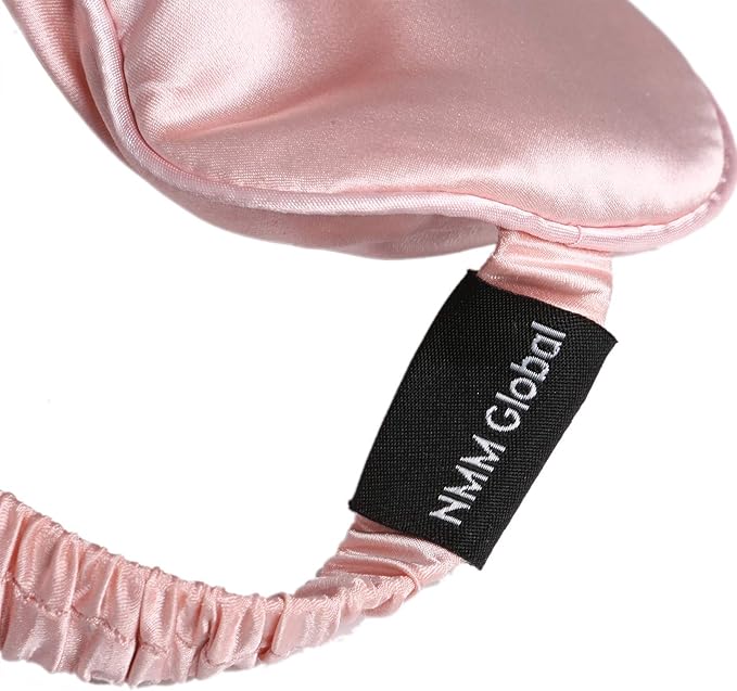 Mulberry Natural Silk Sleep Mask for Women & Men with Elastic Strap, Super Soft Sleeping Eye Mask, Size M, (Pink)