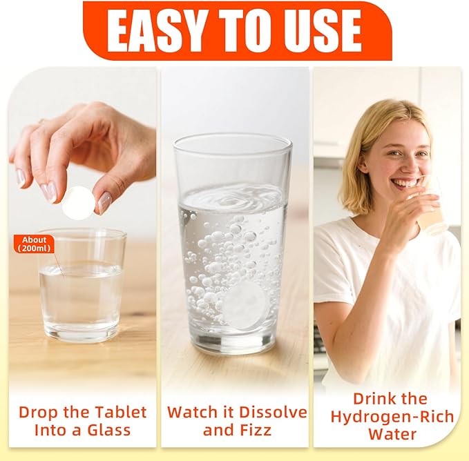 Hydrogen Water Tablets with Magnesium: 12.4PPM Molecular Hydrogen Supplement for Adult High Concentration H2 Tablets - Supports Energy, Hydration & Antioxidant Defense
