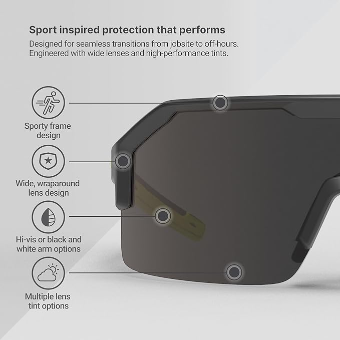 HexArmor Shockwave Safety Work Glasses | ANSI Z87+, 100% UV Protection, Anti-Fog or Scratch Resistant, Polarized