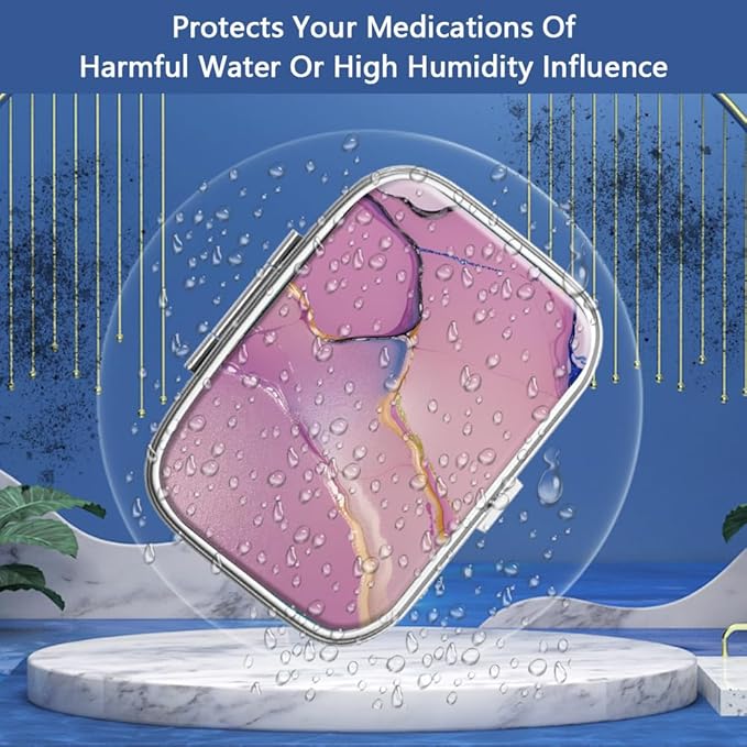 Pill Box 2 Compartment Small Pill Case,Portable for Pocket or Purse Pill Organizer Pill Container Holder to Hold Vitamins, Medication, Fish Oil and Supplements(2PCS)