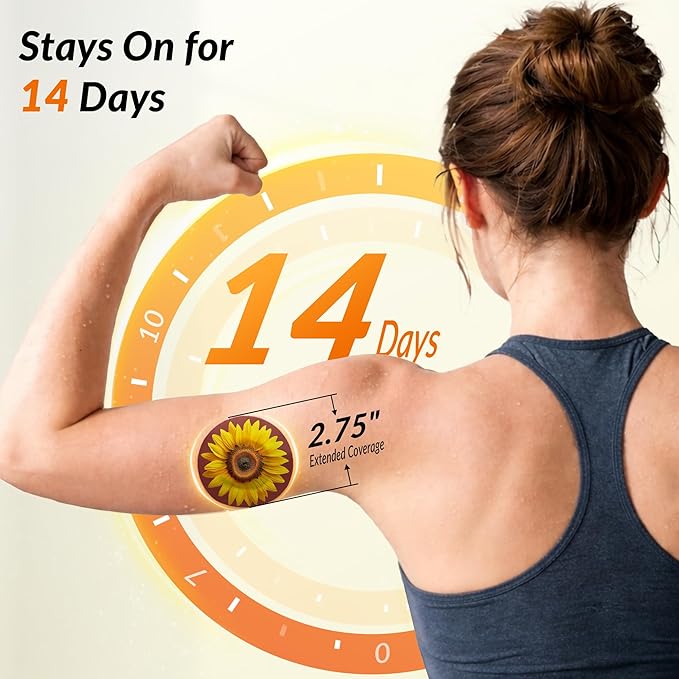 Libre 3 Sensor Covers Waterproof Floral, Amolyfe 10 Pack Libre 3 & Plus Sensor Covers, Bump-Proof with Hard Cap, Easy-Peel Tab Patches for Free Style Glucose Sensor, 14-Day Protection (Bloom)
