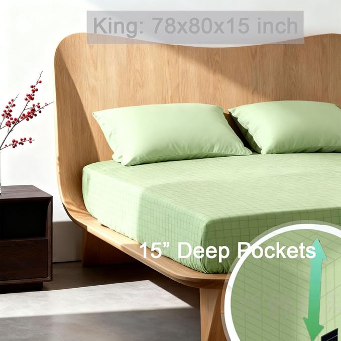 Grounding Sheets King Size, 20% Pure Silver Fiber + 80% Organic Cotton, Grounded Sheet Earth Connected Bedding Fitted Earth Sheets with Grounding Cord