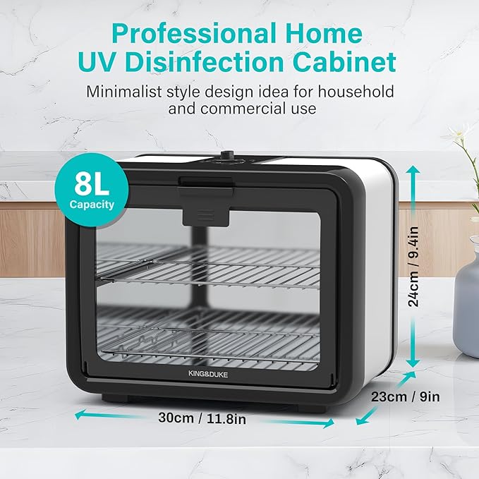 KING&DUKE UV Sanitizer Box & Phone Sanitizer - UV Sterilizer Cabinet for Nail Tools, Manicure Tools, Smartphones, Jewelry - 360° UVC Light Disinfection Box with Timer for Salon & Home Use