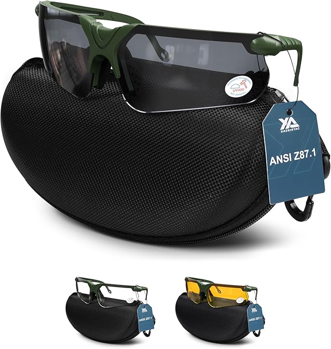 xaegistac Shooting Glasses with Case Anti Fog Hunting Safety Glasses for Adults