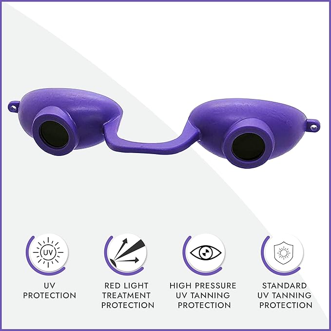 Super Sunnies Flex UV Eye Protection, FDA Compliant Tanning Bed Goggles, Red Light Therapy Glasses, 2 Pack