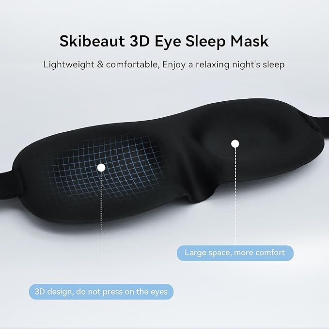 SkiBeau Cute 3D Sleeping Eye Mask Funny Blindfold 2 Pack Travel Sleep Masks Super Soft Weird Eye Cover for Men Women and Kids
