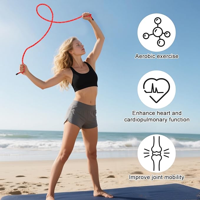 Flow Rope Exercise Jump Rope For Fitness, Working Out, Flow with 9 Ft Adjustable Double Woven Workout Rope For Men, Women, Beginners' Training – Indoor & Outdoor Cardio