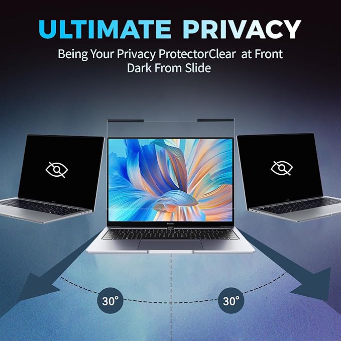 Magnetic Laptop Privacy Screen Filter 14 inch for 16:9 Widescreen Computer Monitor, Removable Anti Blue Light Privacy Shield, Anti-Glare Protector