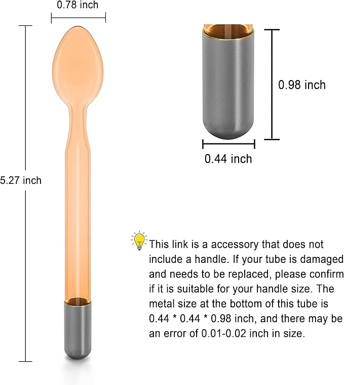 Electrode Wand Glass Tube Handheld Spare Parts for Hi Frequency Instrument Elitzia ETJX006AS (Orange Spoon)