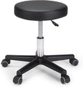 Terrell Office Stool (Black) with Adjustable Height 19" to 25" and Castors, Ideal for Office, Clinic, Tattoo Studio, Ultra Thick Cushion with Diameter 15”, Sturdy & Comfortable