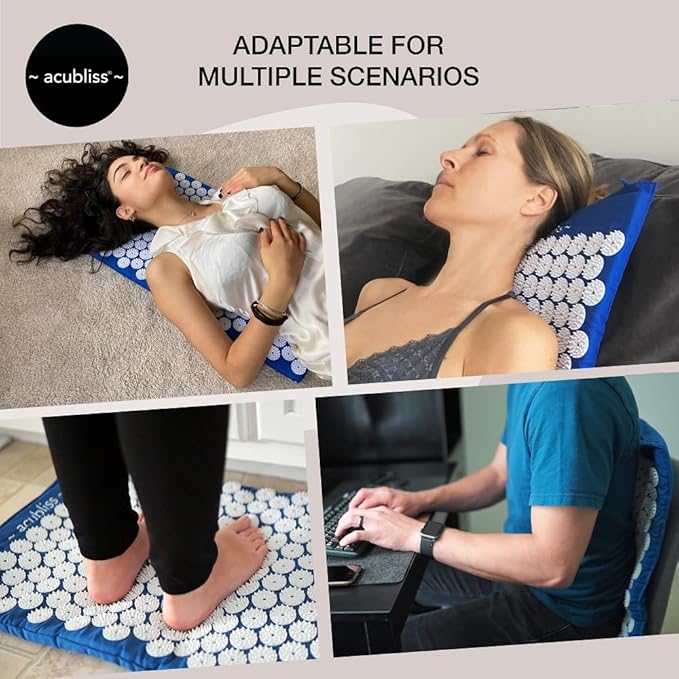 Premium Acupressure Mat, 8,358 Acupuncture Pressure Points for Back Pain Relief, Increased Energy, Relaxation with Drawstring Bag, 26x16x1", Blue