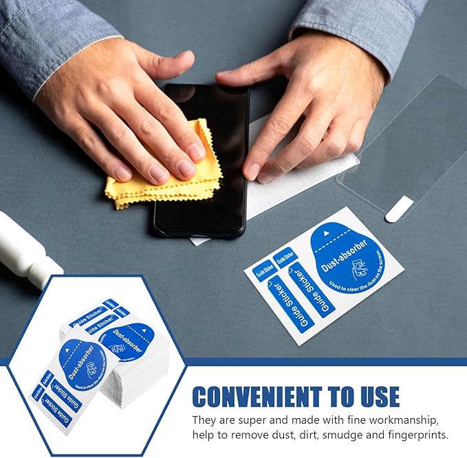 Uonlytech 200pcs LCD Screen Cleaning Stickers Film Dust Removal Stickers Dust Removal Tool Phone Screen Paper Decals Cleaning Phone Tool for Home Use