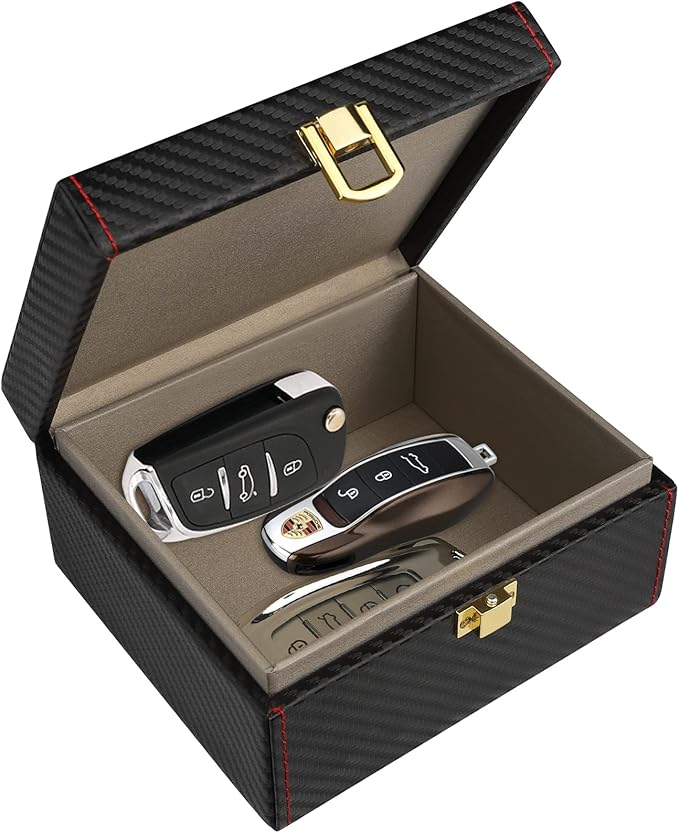 Diyife Faraday Box, [Carbon Fiber Texture] RFID Box for Car Keys, Key Fob Protector, Signal Blocker for Keyless Fob, Large Car Key Signal Blocker Cage, Signal Blocking Box for Car Keys Phones