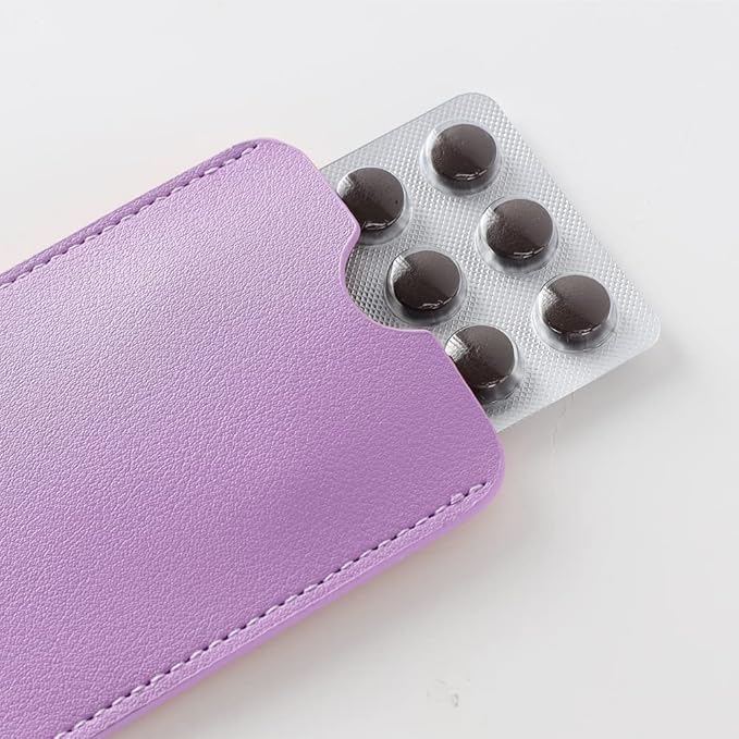 Birth Control Pill Case Holder Credit Card Sleeve Slim Wallet (Purple)