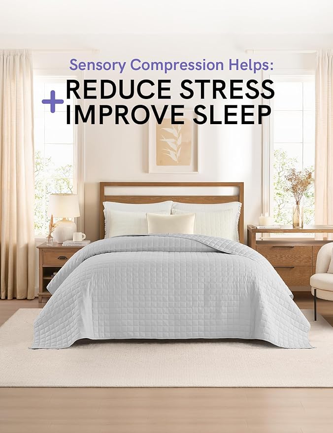 YnM Exclusive 40 lbs Weighted Blanket, Extra Heavy Cotton Bed Blanket for Two Persons, Ideal for Queen or King Bed (88x104 Inches, 40 Pounds, Light Grey)