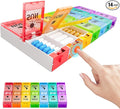 Push Button Weekly Pill Organizer 2 Times a Day, Medicine Pill Organizer, Pill Box Case 7 Day AM PM BPA-Free, Pill Container for Vitamins, Fish Oil, Supplements and Medication