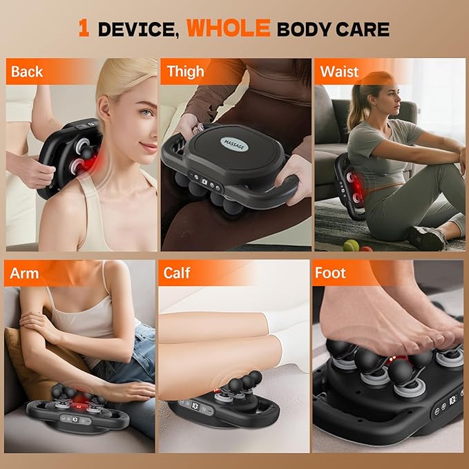 12-Head Massage Gun Deep Tissue, Electric Massager Tool with 9 Levels & 9 Modes, Cordless Back/Neck/Foot/Arm/Body/Leg/Shoulder Massager for Pain Relief, Gifts for Men/Women/Mom/Dad (Black+Black)