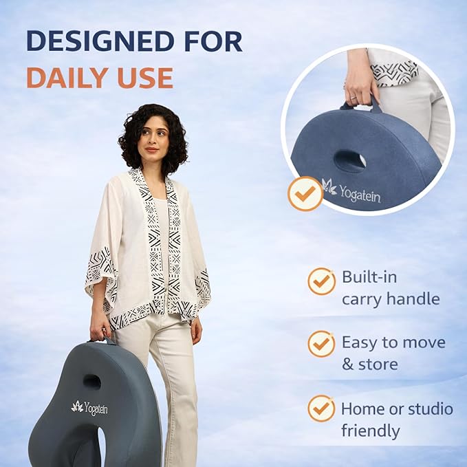 Ergonomic Meditation Cushion with Foot Rest & Carry Strap – Large Floor Cushion for Adults – Meditation Seat & Yoga Cushion for Mindfulness, Sound Healing & Reiki