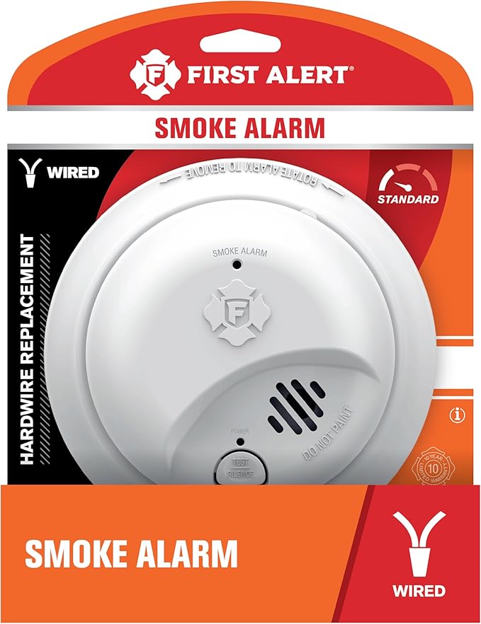 First Alert SMI100-AC, Hardwire Interconnect Smoke Alarm with Battery Backup, 6-Pack