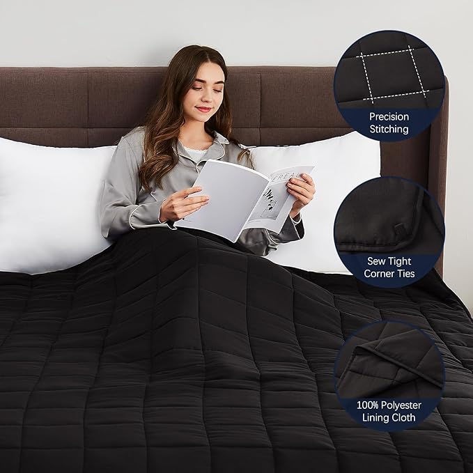 CuteKing Weighted Blanket for Adults(15lbs, 60"x80", Grey) Heavy Blanket for 140-150lbs, Breathable Microfiber Material with Glass Beads All-Season Summer Fall Winter Soft Thick