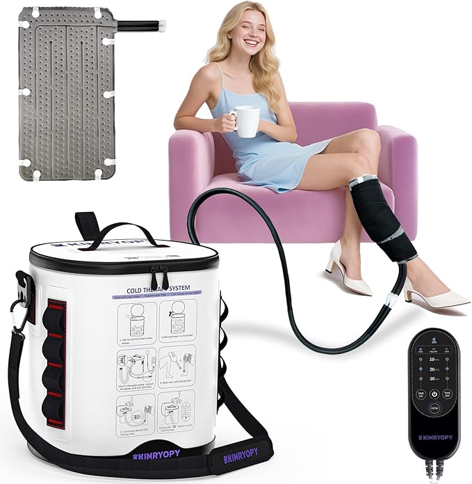Cold Therapy Machine with Programmable Timer, Portable Ice Machine for Hip After Surgery, Hip Replacement Pad Recovery System, Extended Coverage Back/Full Knee