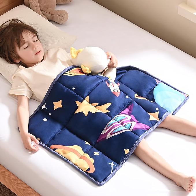 anfie Weighted Lap Pad 2 Pounds, Weighted Blanket Kids(20"*30") Cooling Blanket for Sleeping,Weighted Throw Blanket for Travel Indoor Outdoor(Blue Aerospace)