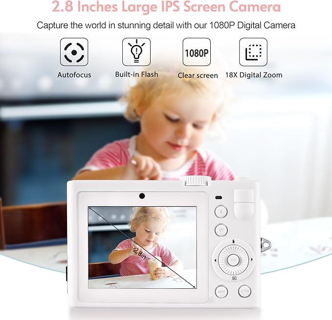 Andoer 5K Digital Camera WiFi Digital Video Camera 72MP Dual Lens 2.8 Inch IPS Screen Auto Focus 18X Digital Zoom LED Flash Color Filters Birthday Festival Gift for Students Teenagers Friends