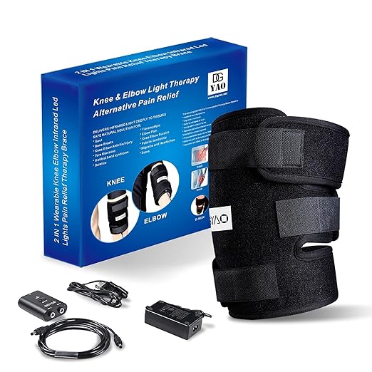 TUOB Knee Elbow Pain Therapy Device with 660nm Red Light and 880nm Near Infrared Red Light Benefits for Joint Pain Relief, Wearable Light Therapy Knee Device Relax Muscle Easily Use at Home Office