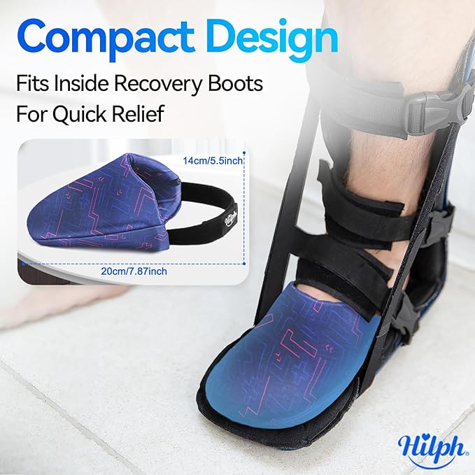 Hilph 1 Pair Foot & Toe Ice Pack Wrap for Broken Toes & Surgery Recovery, Wearable Forefoot Gel Ice Pack Cold Therapy Sock with Strap for Hammer Toe Injuries Reusable, Gout, Blue