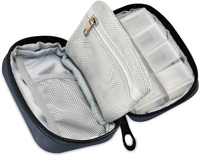 Naanle Pill Organizer Heart with Cross Pill Box 7 Day Pill Case Bag Travel Pill Organizer Bag with Zipper Portable Weekly Case Compact Size for Vitamin Supplement Holder