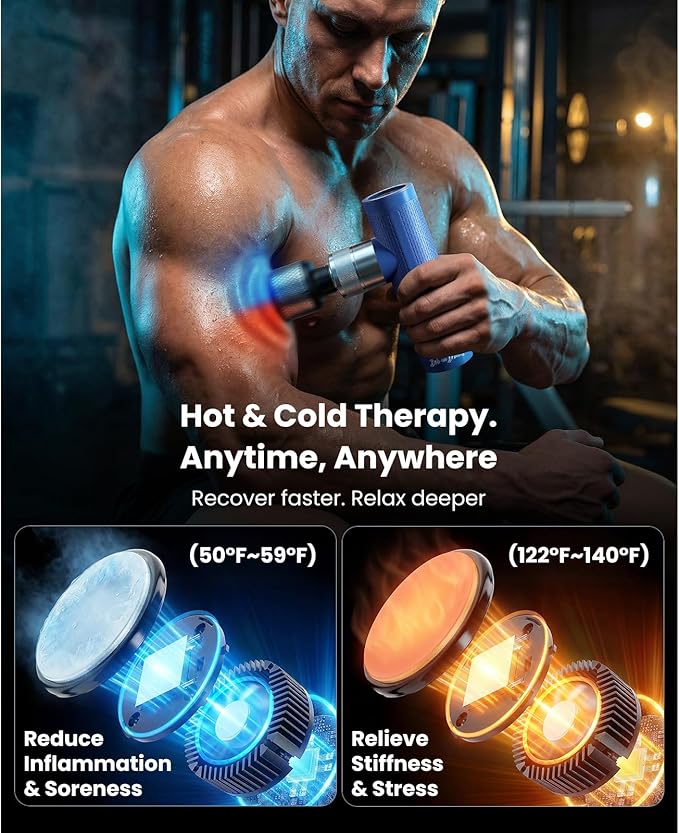 BOB AND BRAD A7 Pro Massage Gun with Heat & Cold Therapy for Back Pain & Recovery - 11mm Deep Tissue, Portable Quiet Handheld Gun, FSA-HSA Eligible with Case