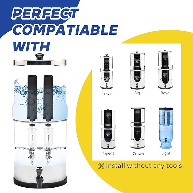 Fluoride Water Filter, Replacement for Berkey® PF-2® Elements, Compatible with Berkey® Gravity Filtration System, Natural Filter Material k5366-2 Pack