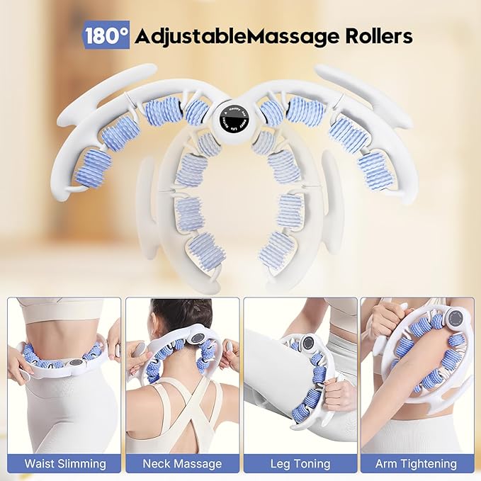 Anti-Cellulite Massage Roller with Detachable Handles | Lymphatic Drainage Massager & Fascia Blaster for Legs, Thighs, Buttocks | Tool for Deep Tissue Pain Relief & Smoother, Contoured Skin (Blue)