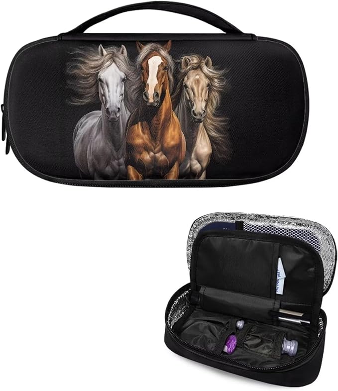 Black Horse Insulin Cooler Travel Case Insulated Diabetic Medication Organizer Carrying Bag with Extra Pouch for Insulin Pen and Other Diabetic Supplies, Blood Glucose Monitors