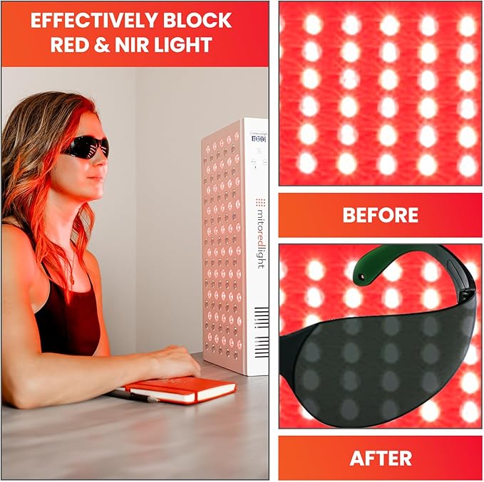 Mito Red Light Therapy Glasses - Eye Protection for Red Light (600nm-900nm) - Goggles