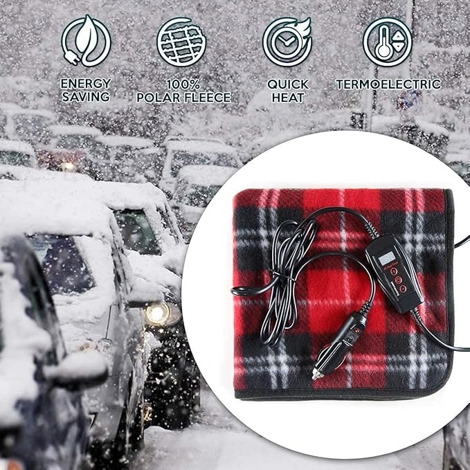 ZONETECH Red Plaid Warming Pad Cozy Warmth in Cold Weather,Perfectly Sized for Comfort and Portability for Pets 4 Pack