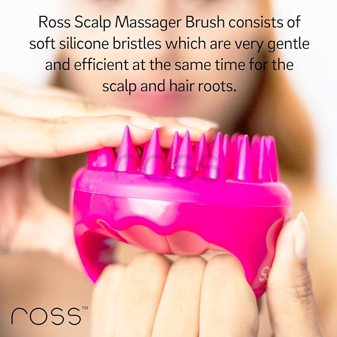 Ross Hair Scalp Massager Shampoo Brush with Soft Silicone Bristles for Anti Dandruff, Exfoliating with Scalp Care Manual Head Massager, 1 Count (Pack of 1) (Style 1, Pink)