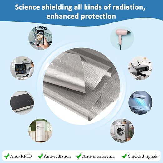 Faraday Fabric 43" x 87"+ 158" L Tape, Military Grade Faraday Cloth for Shielding RFID, EMP, EMF, EMI, 5G, WiFi, Bluetooth, GPS, Prevents Radiation and electromagnetic Interference.