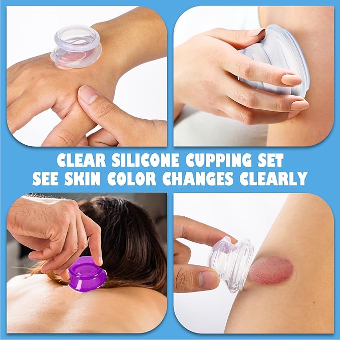 3Pcs Cupping Therapy Set-Professional Silicone Cupping, Suitable for Facial Body Massage/Deep Myofascial Release/Pain Relief/Muscle Relaxation & More (Purple,3pcs)