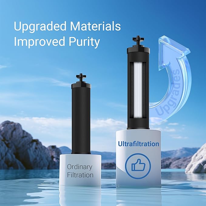[New Upgraded Ultrafiltration] AQUA CREST Black Water Filter, Replacement for Berkey® BB9-2® Black Purification Elements, Berkey® Gravity Water Filter System, 2 Pack