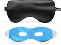 ASUTRA Silk Eye Pillow for Sleep, Black - Filled w/Lavender Buds & Flax Seeds, Weighted Eye Mask, Meditation & Light Blocking Blindfold, Cooling Gel Mask Included