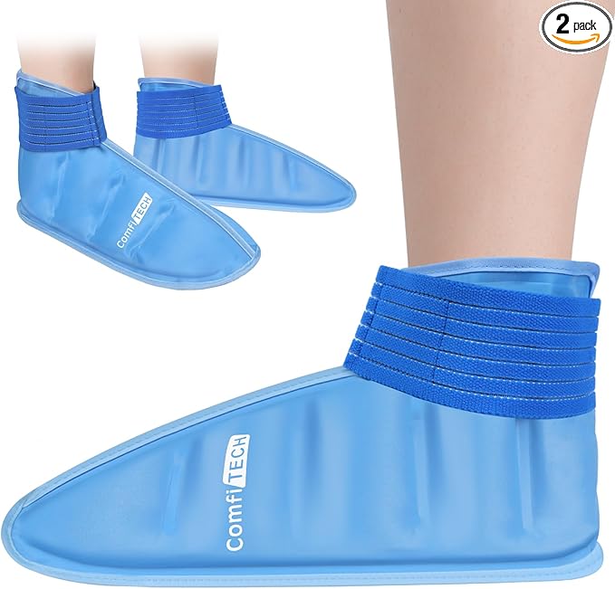 ComfiTECH Foot Ice Pack Wrap for Feet, Cooling Boot for Ankle, Cold Heel Pad for Plantar, Large