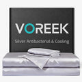 Silver Infused Bed Sheets - 20% Silk Blend Sheet with Self-Cleaning Technology for 3X Freshness Sleep, Luxe Soft Temperature Regulating Cooling Sheets for Hot Sleep (MoonlightGray,King)