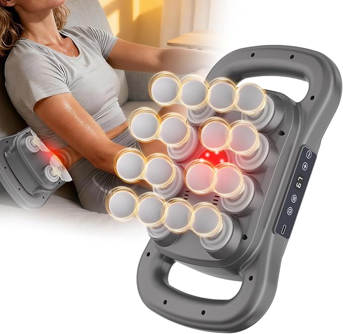 Karrong 16 Head Massage Gun Deep Tissue, Electric Back Massager Tool Cordless Neck/Shoulder/Leg/Foot/Arm/Body Massager for Pain Relief, 9 Levels & 9 Modes, Gifts for Men/Women/Mom/Dad